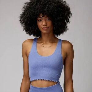 Spiritual Gangster Amor Seamless Crop Tank - Saltwater Blue - XS/S
